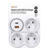 Solight rozbočka, 3x 16A, USB A+C rychlonabíječka 20W PD, bílá-šedá - P106C-PD20
