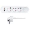 Solight prodlužovací přívod 3 zásuvky, USB A+C 20W PD, 2m, 3 x 1mm2, bílý, vypínač - PP111PD20