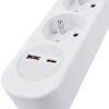 Solight prodlužovací přívod 3 zásuvky, USB A+C 20W PD, 2m, 3 x 1mm2, bílý, vypínač - PP111PD20