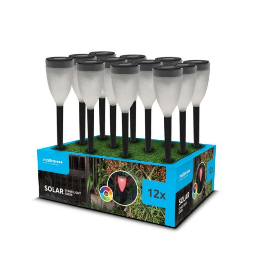 Svítidlo solární ML-GS036 LED zahradní zápich 30cm, černé, RGB