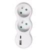 Solight rozbočka s USB A+C rychlonabíječkou 20W PD, 2 x 10A, bílá - P100-PD20