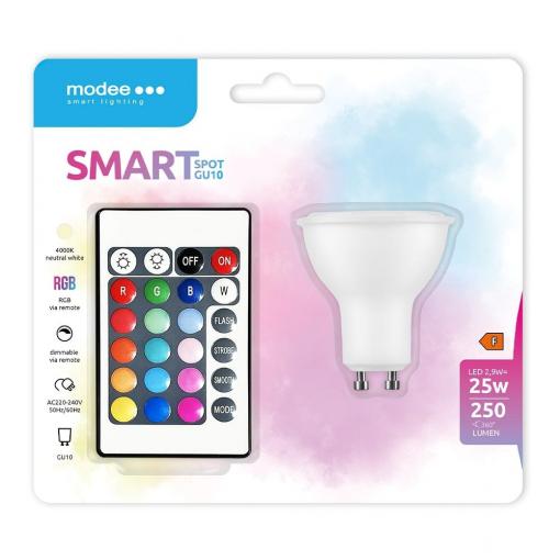 Modee LED žárovka GU10 RGB+4000K 2,9W/25W 250lm + dálk.ovl. MSL-GU10PRGB4000K2,9W