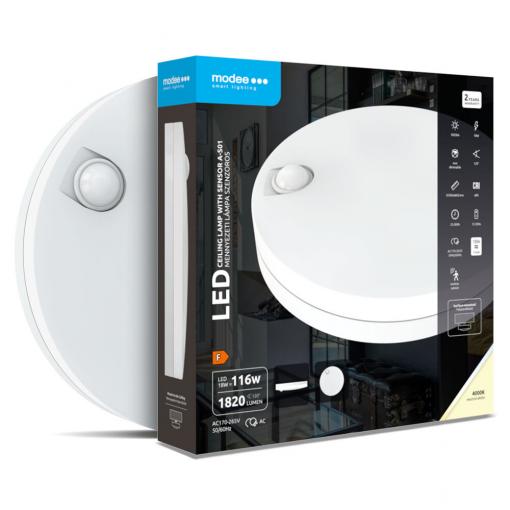 Modee svítidlo přisazené s PIR čidlem D300mm 18W 4000K IP20 ML-CLA4000K18W-AS01
