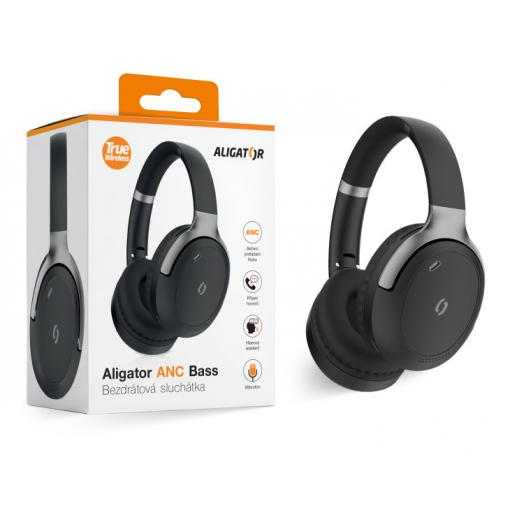 Bluetooth sluchátka ALIGATOR ANC BASS AH05BS, černo-stříbrná