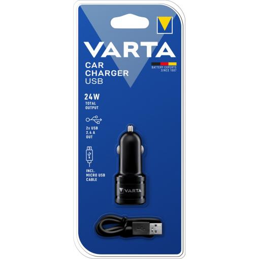 USB nabíjecí autoadaptér, 2x USB, 4800mA max., DC 12V, černý