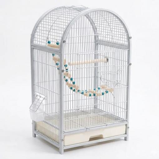 Ptačí klec NUXIE® pro papoušky, ptáky, bílá + příslušenství, 60cm