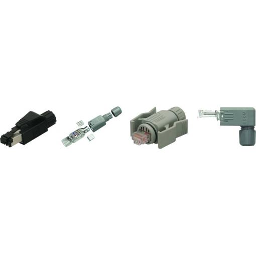 HELU 802920, RJ45 konektor, zástrčka, rovná, šedá, 1 ks