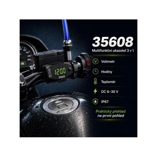 Multifunkční digitální ukazatel pro motocykl STU 35608 3v1