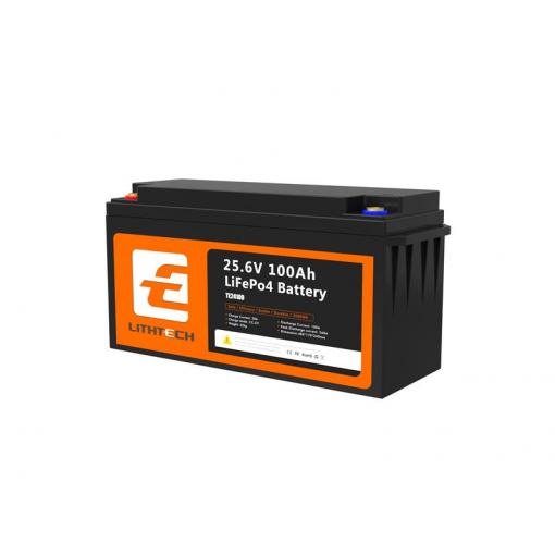 LiFePO4 baterie pro solární systémy LITHTECH TE24100 25,6V 100Ah Bluetooth, BMS, IP66