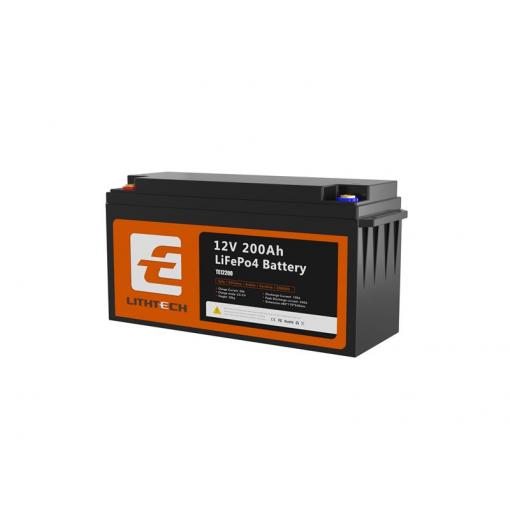 LiFePO4 baterie pro solární systémy 12,8V 200Ah TE12200 LITHTECH Bluetooth, BMS, IP66