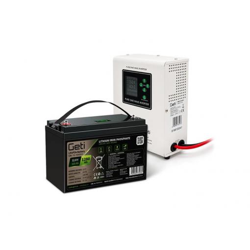 Zdroj záložní GETI GEP301LF sinus 300W (500VA) + baterie LiFePO4 100Ah