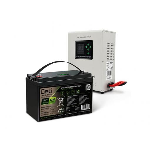 Zdroj záložní GETI GEP701LF sinus 700W (1000VA) + baterie LiFePO4 100Ah