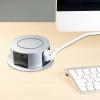 Solight 3z + USB A+C 20W PD, Wireless 10W, výsuvný blok zásuvek, 2m,  stříbrný - PP120CW-PD20