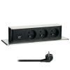 Solight 3z + USB A+C 20W PD výsuvný blok zásuvek, 2m, nerez ocel - PP126C-PD20