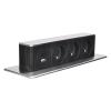 Solight 3z + USB A+C 20W PD výsuvný blok zásuvek, 2m, nerez ocel - PP126C-PD20