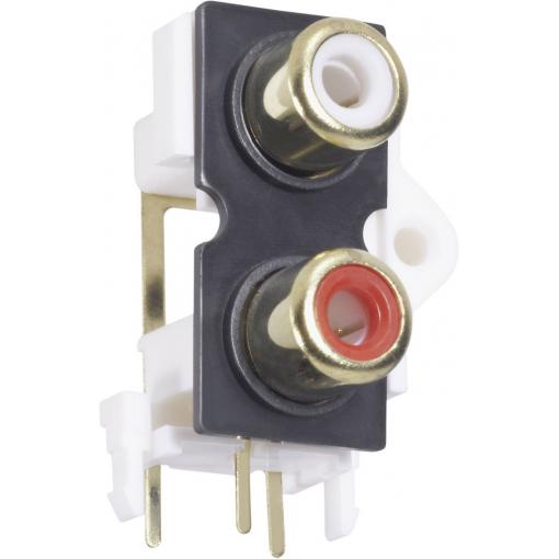 BKL Electronic 072384 cinch konektor zásuvka, vestavná vertikální Pólů: 2 zlatá, červená, bílá 1 ks
