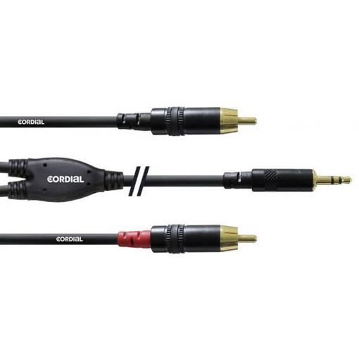 Cordial CFY1,5WCC audio kabelový adaptér [1x jack zástrčka 3,5 mm - 2x cinch zástrčka] 1.50 m černá