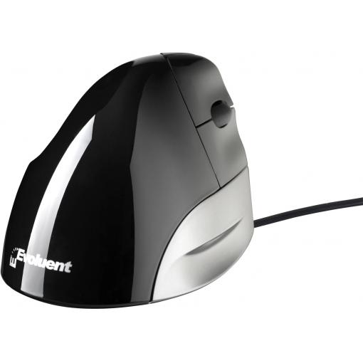 Evoluent Vertical Mouse Standard Right VMSR optická ergonomická myš, přenos USB, 2 tlačítko, 1200 dpi, černá/stříbrná
