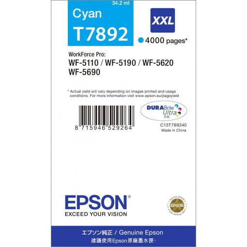 Epson Ink T7892 XXL originál azurová C13T789240
