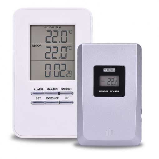 Bezdrátový teploměr Solight TE44, -50 až +70 °C, budík, bílý