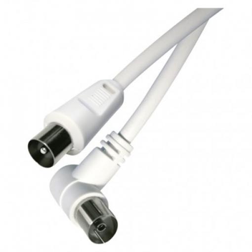Anténní kabel EMOS SD3107, bílý, stíněný, 7,5m úhlový konektor