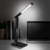 Solight LED stolní lampička s displejem, 9W, volba teploty světla, kůže, černá - WO45-B