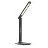 Solight LED stolní lampička s displejem, 9W, volba teploty světla, kůže, černá - WO45-B