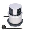 Solight výsuvný blok zásuvek, 3 zásuvky, 2x USB, kruhový tvar nízký,  prodlužovací přívod 1,5m, 3 x 1mm2, stříbrný - PP100USB
