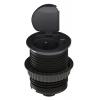 Solight USB vestavná zásuvka s víčkem, 1 zásuvka, plast, délka 1,5m, 3x 1mm2, USB 2100mA, stříbrná - PP122