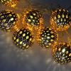 Solight LED řetěz vánoční KOULE zlaté, 10LED řetěz, 1m, 2x AA, IP20  1V207-G