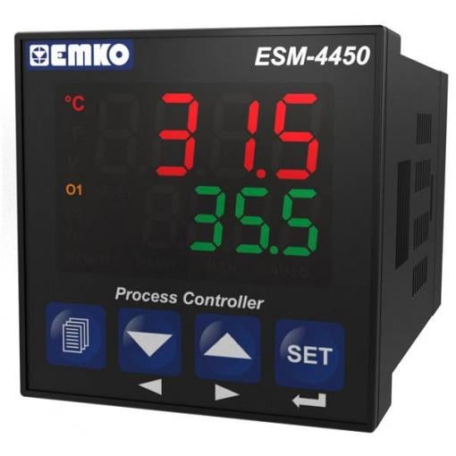 Emko ESM-4450.1.20.1.1/01.04/0.0.0.0 2bodový, P, PI, PD, PID termostat Pt100, J , K, R , S , T -200 do 1700 °C relé 5 A, relé 3 A (d x š x v) 117 x 48 x 48 mm