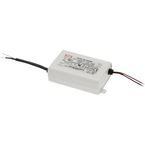 Mean Well PCD-16-1050B LED driver konstantní proud 16 W 1.05 A 12 - 16 V/DC stmívatelný, PFC spínací obvod , ochrana proti přepětí , montáž na nehořlavém