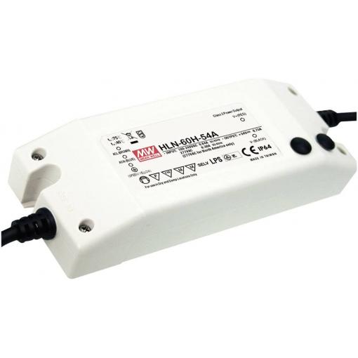 MEAN WELL HLN-60H-15A LED driver, napájecí zdroj pro LED konstantní napětí, konstantní proud 60 W 4 A 9 - 15 V/DC stmívatelný, PFC spínací obvod , ochrana