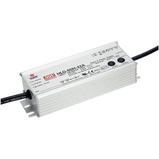 MEAN WELL HLG-60H-C350A LED driver, napájecí zdroj pro LED konstantní proud 70 W 0.35 A 100 - 200 V/DC PFC spínací obvod , ochrana proti přepětí , nastavitelný