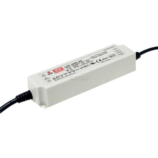 MEAN WELL LPF-40D-20 LED driver, napájecí zdroj pro LED konstantní napětí, konstantní proud 40 W 2 A 12 - 20 V/DC stmívatelný, PFC spínací obvod , ochrana