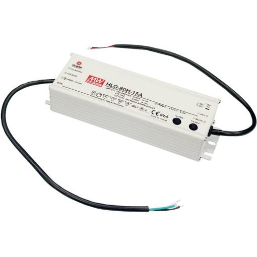 MEAN WELL HLG-80H-12B LED driver, napájecí zdroj pro LED konstantní napětí, konstantní proud 60 W 5 A 7.2 - 12 V/DC stmívatelný, PFC spínací obvod , ochrana