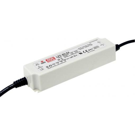 MEAN WELL LPF-60-15 LED driver, napájecí zdroj pro LED konstantní napětí, konstantní proud 60 W 4 A 9 - 15 V/DC bez možnosti stmívání, PFC spínací obvod ,