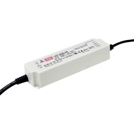 MEAN WELL LPF-60D-48 LED driver, napájecí zdroj pro LED konstantní napětí, konstantní proud 60 W 1.25 A 28.8 - 48 V/DC stmívatelný, PFC spínací obvod , ochrana