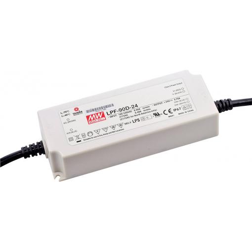 MEAN WELL LPF-90D-30 LED driver, napájecí zdroj pro LED konstantní napětí, konstantní proud 90 W 3 A 18 - 30 V/DC stmívatelný, PFC spínací obvod , ochrana