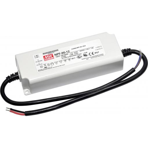 MEAN WELL NPF-90D-42 LED driver, napájecí zdroj pro LED konstantní napětí, konstantní proud 90 W 2.15 A 25.2 - 42 V/DC stmívatelný, PFC spínací obvod , ochrana