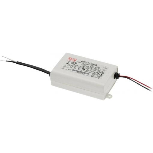 MEAN WELL PCD-16-350B LED driver konstantní proud 16 W 0.35 A 24 - 48 V/DC stmívatelný, PFC spínací obvod , ochrana proti přepětí , montáž na nehořlavém