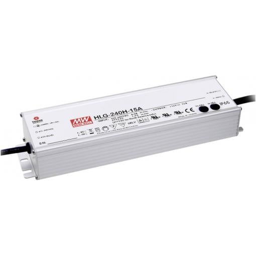 MEAN WELL HLG-240H-24B LED driver, napájecí zdroj pro LED konstantní napětí, konstantní proud 240 W 10 A 12 - 24 V/DC stmívatelný, PFC spínací obvod , ochrana
