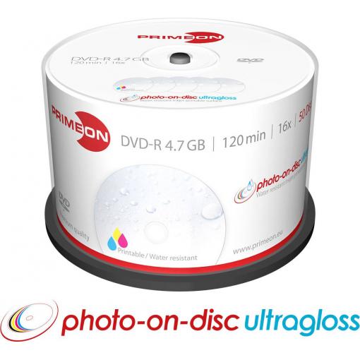 Primeon 2761207 DVD-R 4.7 GB 50 ks vřeteno s potiskem, povrch s vysokým leskem, vodotěsný, odolné vůči otěru