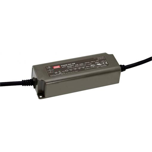 MEAN WELL PWM-60-48 LED driver, napájecí zdroj pro LED konstantní napětí, konstantní proud 60 W 1.25 A 48 V/DC stmívatelný, PFC spínací obvod , ochrana proti
