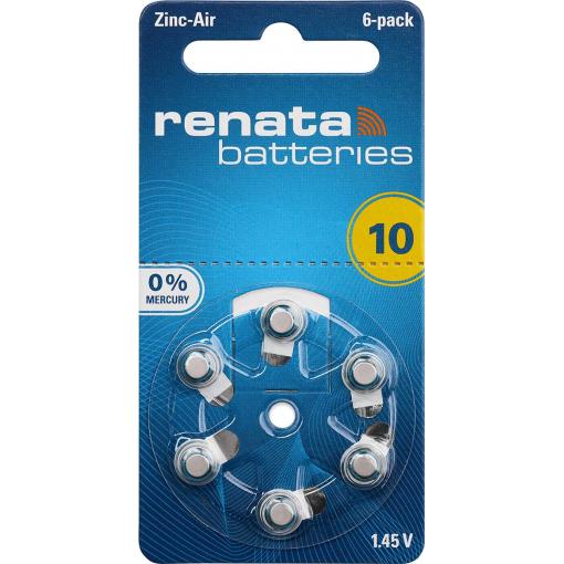 Renata knoflíkový článek ZA 10 1.4 V 6 ks 105 mAh zinko-vzduchová Hearing Aid PR70