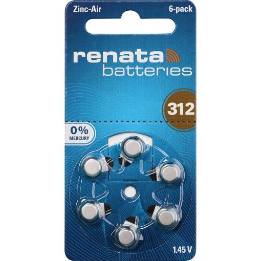 Renata knoflíkový článek ZA 312 1.4 V 6 ks 165 mAh zinko-vzduchová Hearing Aid PR41