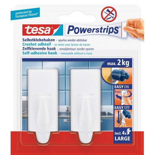 tesa POWERSTRIPS® Lepicí háček Large Trend bílá Množství: 2 ks