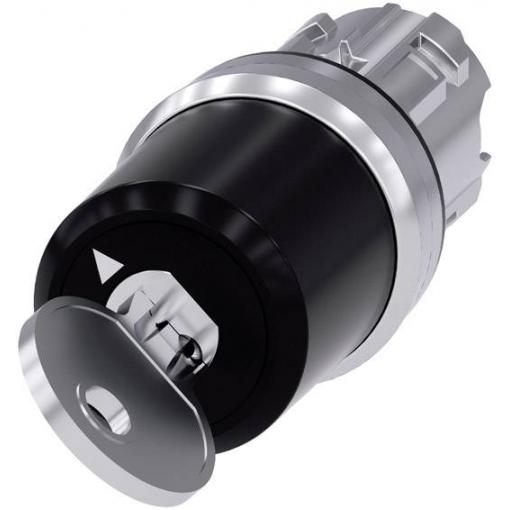Siemens 3SU10505BF110AA0 3SU1050-5BF11-0AA0 klíčový spínač kovový přední prstenec, Vysoký lesk černá 1 x 90 ° na klíč 1 ks