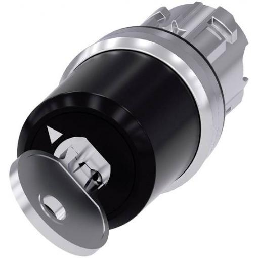 Siemens 3SU10505BF010AA0 3SU1050-5BF01-0AA0 klíčový spínač kovový přední prstenec, Vysoký lesk černá 1 x 90 ° na klíč 1 ks