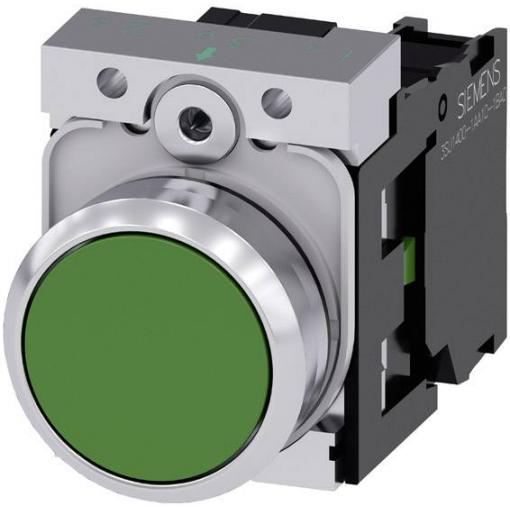 Siemens 3SU11500AB401BA0 3SU1150-0AB40-1BA0 tlačítko kovový přední prstenec, Vysoký lesk , plochý hmatník zelená 1 ks